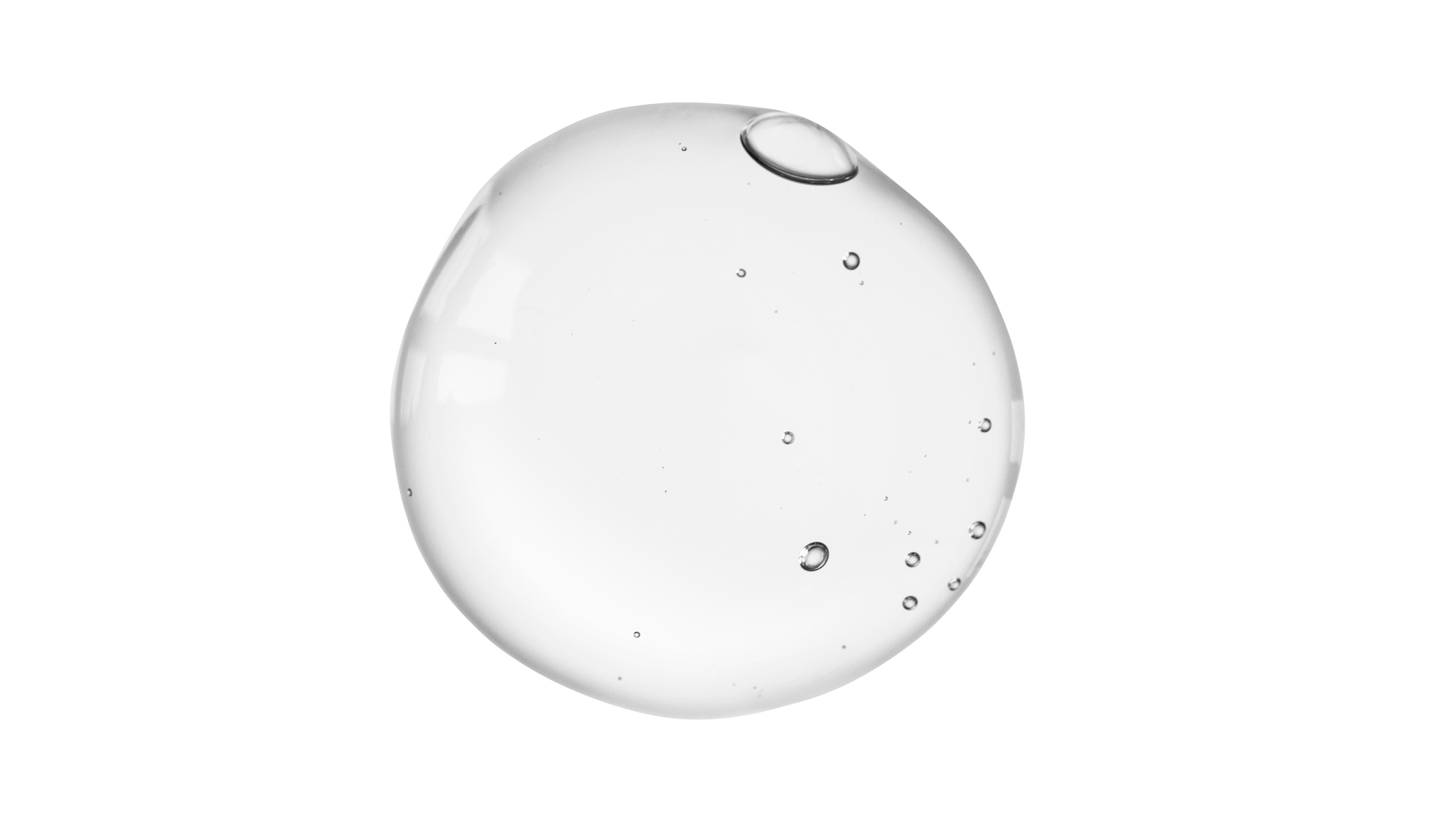 clear serum gel droplet skincare macro white background